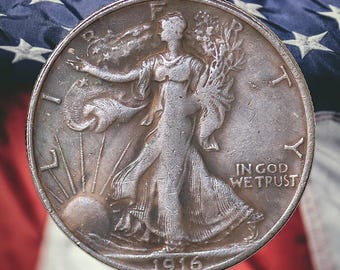 1916 Walking Liberty Half Dollar Silver Plated Coin - Circulated