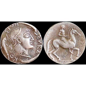 475-450 BC Ancient Greek Coin Nymph Arethusa Sicily - Silver Plated Tetradrachm