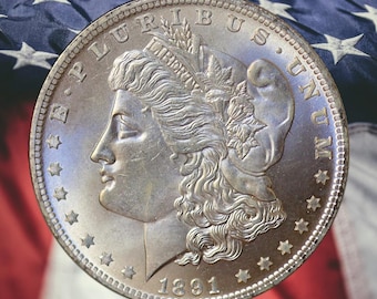 1891-CC Morgan Dollar Silver Plated Coin Modern RESTRIKE Token - Uncirculated
