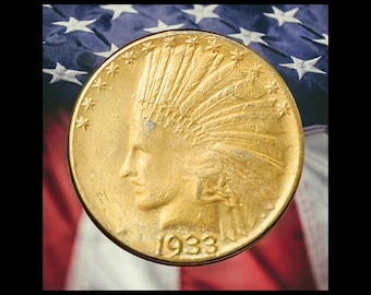 1933 Indian Head Ten Dollar Eagle Gold Plated Coin Modern RESTRIKE Token
