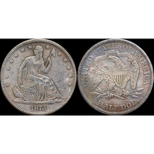 1873 Seated Liberty Half Dollar Silver Plated Coin - Circulated