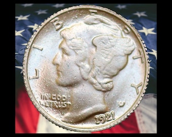 1921-D Mercury Dime Silver Plated Coin Modern RESTRIKE Token - Unc