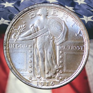 1916 Standing Liberty Quarter Dollar Silver Plated Coin - Uncirculated