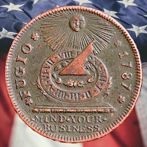 1787 Fugio Colonial Cent We are One, United States Copper Coin - Circulated