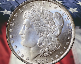 1890-S Morgan Dollar Silver Plated Coin Modern RESTRIKE Token - Uncirculated