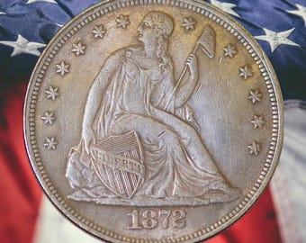 1872-CC Seated Liberty Dollar Silver Plated Coin - Circulated