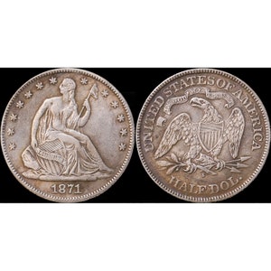 1871-S Seated Liberty Half Dollar Silver Plated Coin - Circulated