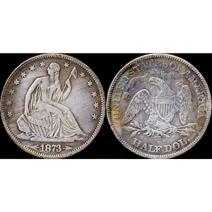 1873-CC Seated Liberty Half Dollar Arrows at Date Silver Plated Coin - Circulated