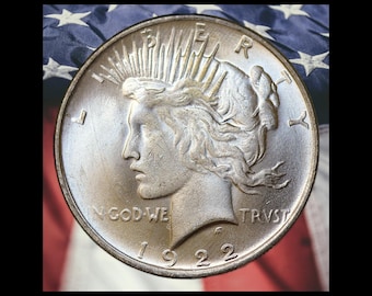 1922 Peace Dollar Two Face Double Heads Silver Plated Error Coin Modern RESTRIKE Token - Unc
