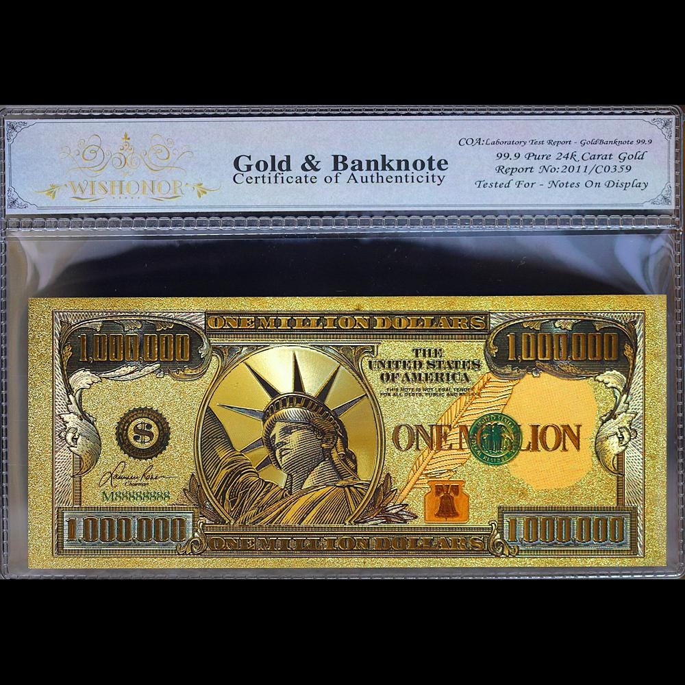 Gold Million Dollar Bill - Etsy