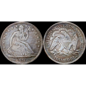 1874-CC Seated Liberty Half Dollar Arrows at Date Silver Plated Coin - Circulated