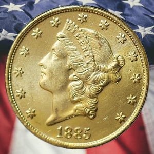 1885 Twenty Dollar Liberty Double Eagle Gold Plated Coin - Uncirculated
