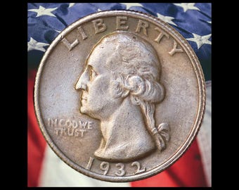 1932-S Washington Quarter Dollar Silver Plated Coin Modern RESTRIKE Token - Cir