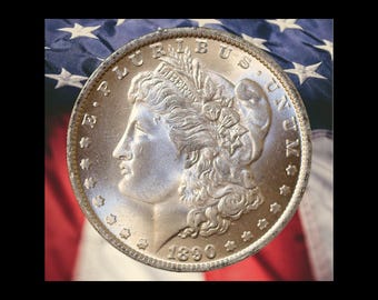 1890-CC Morgan Dollar Silver Plated Coin Modern RESTRIKE - Unc