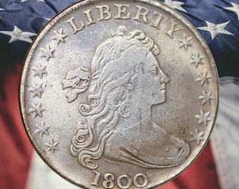 1800 Draped Bust Dollar Heraldic Eagle Silver Plated Coin - Circulated