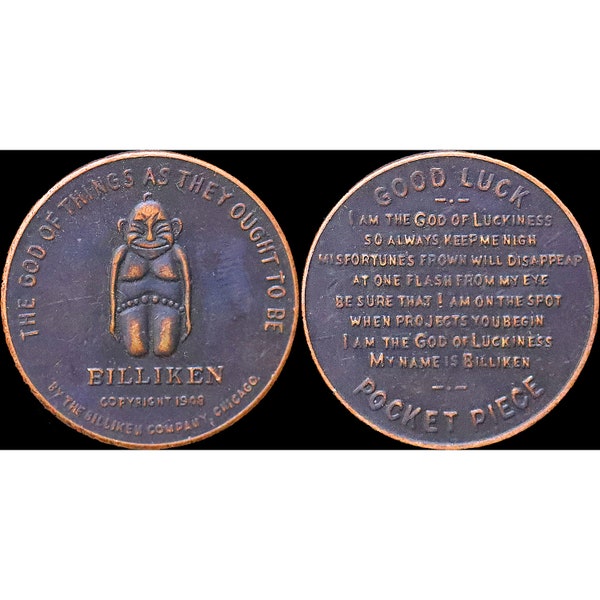 1908 Billiken Company of Chicago, IL Good Luck Token Copper Pocket Piece