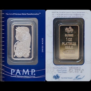 グランプリ　GP PLATINUM GPN 0002 PRO 4-9,P ７本 Not Real Platinum - 1 Oz Platinum Bar - PAMP Suisse Lady Fortuna
