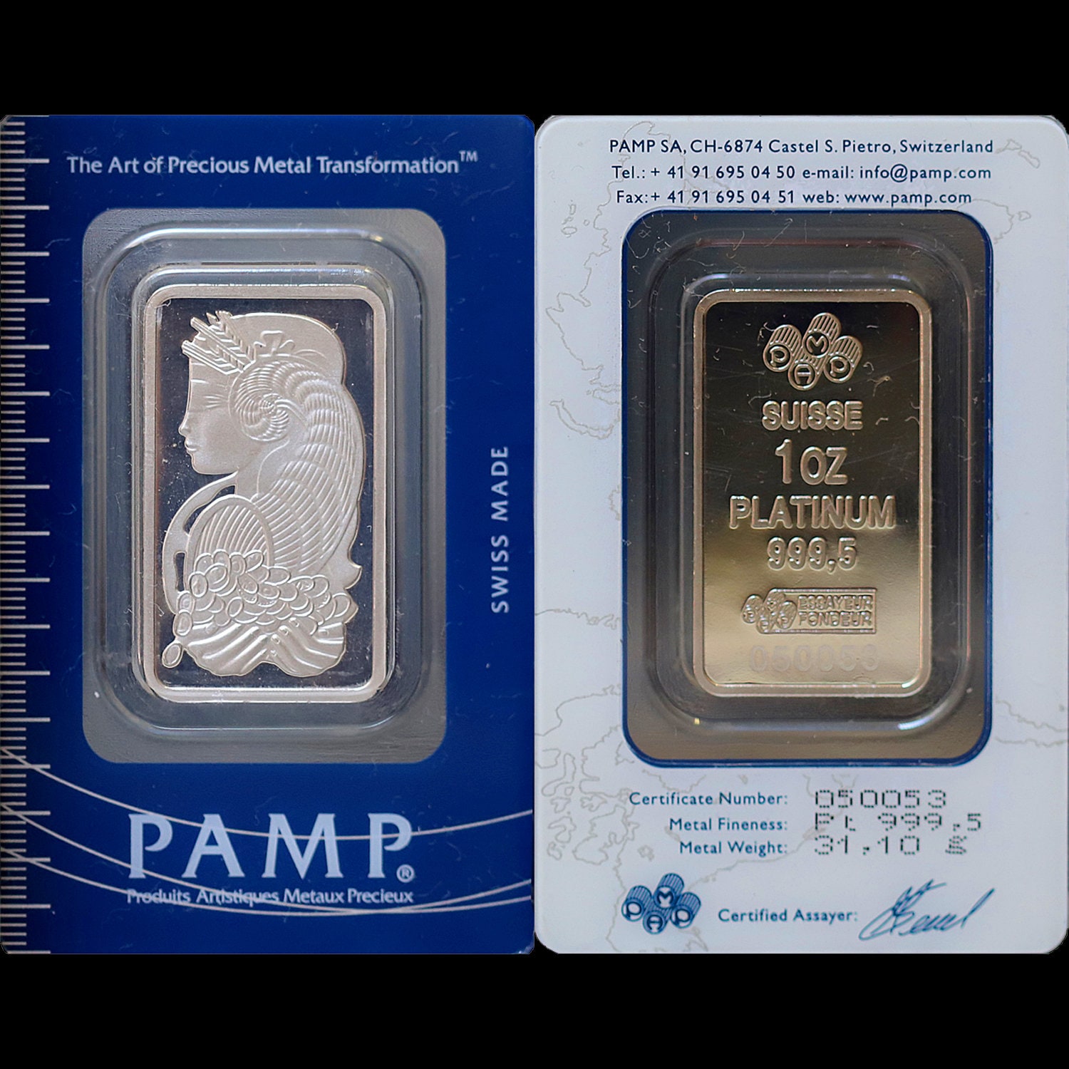 Not Real Platinum - 1 Oz Platinum Bar - PAMP Suisse Lady Fortuna