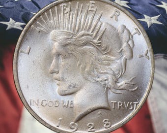 1928 Peace Dollar Two Face Double Heads Silver Plated Error Coin Modern RESTRIKE Token - Unc