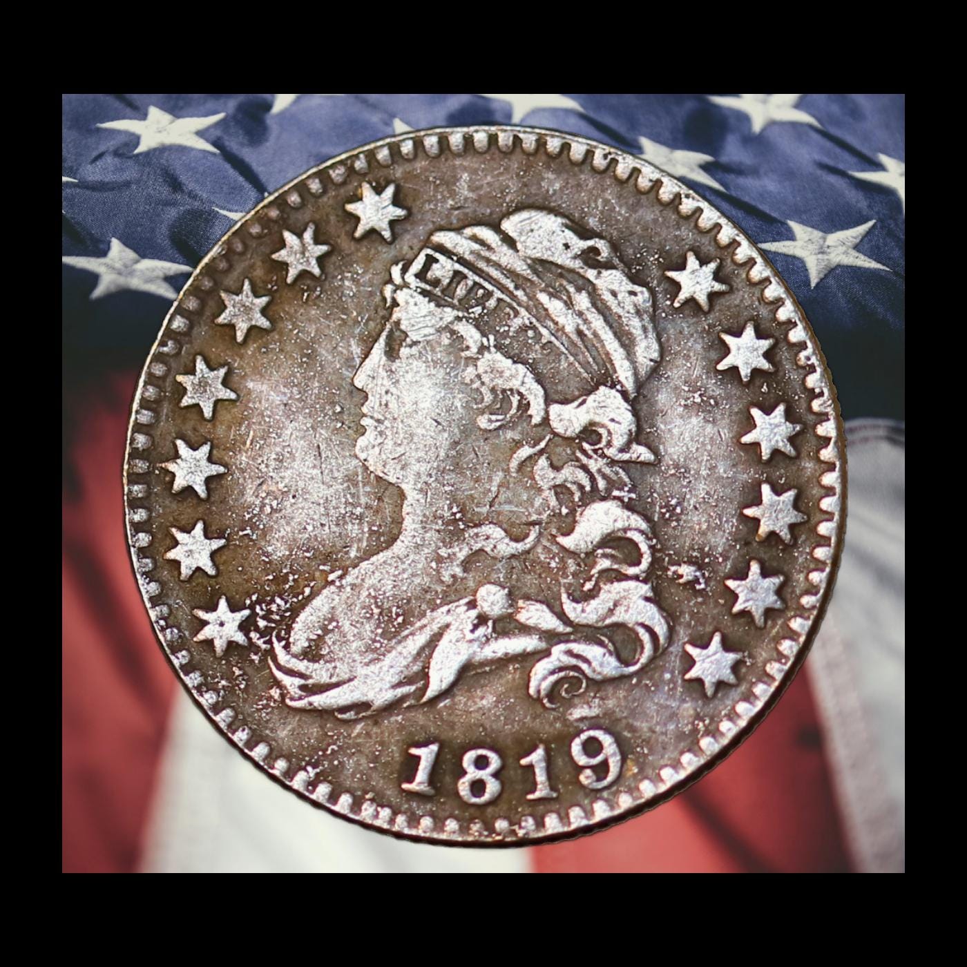 1819 Capped Bust Quarter Dollar Silver Plated Coin Modern RESTRIKE