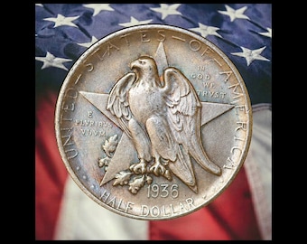1936-S Texas Commemorative Half Dollar Silver Plated Coin Modern RESTRIKE Token - Cir