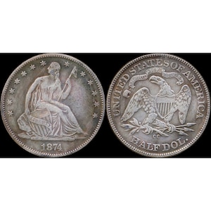 1874-CC Seated Liberty Half Dollar Silver Plated Coin - Circulated