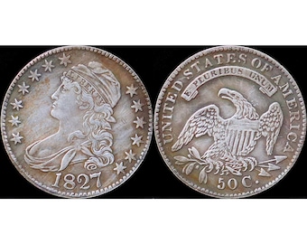 1827 Capped Bust Half Dollar Lettered Edge Silver Plated Coin - Circulated