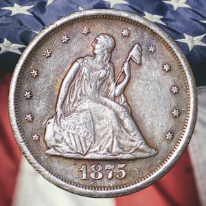 1875 Seated Liberty 20 Twenty Cent Piece Silver Plated Coin - Circulated