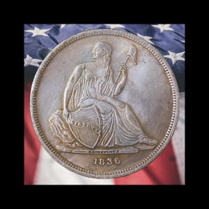 1836 Gobrecht Dollar Name On Base Silver Plated Coin Modern RESTRIKE Token - Cir