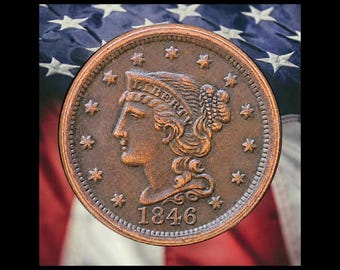 1846 Braided Hair Liberty Head Large Cent Modern RESTRIKE Token