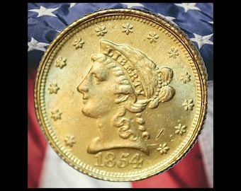 1854-C Liberty Head Quarter Eagle Gold Plated Coin Modern RESTRIKE Token
