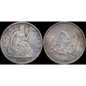1850 Seated Liberty Half Dollar Silver Plated Coin - Circulated