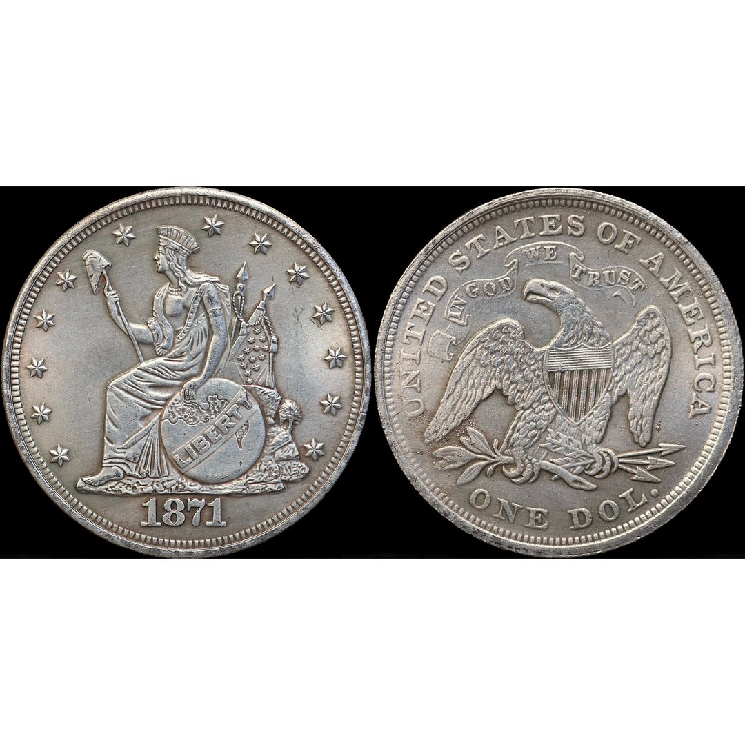 Pattern 1871 Indian Headdress Seated Dollar Type 1 Silver Plated Coin ...