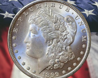 1899 Morgan Dollar Silver Plated Coin Modern RESTRIKE Token - Uncirculated
