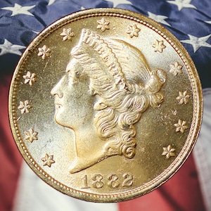 1882 Twenty Dollar Liberty Double Eagle Gold Plated Coin - Uncirculated