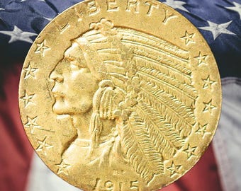 1915-S Indian Head 5 Five Dollar Half Eagle Gold Plated Coin - Uncirculated