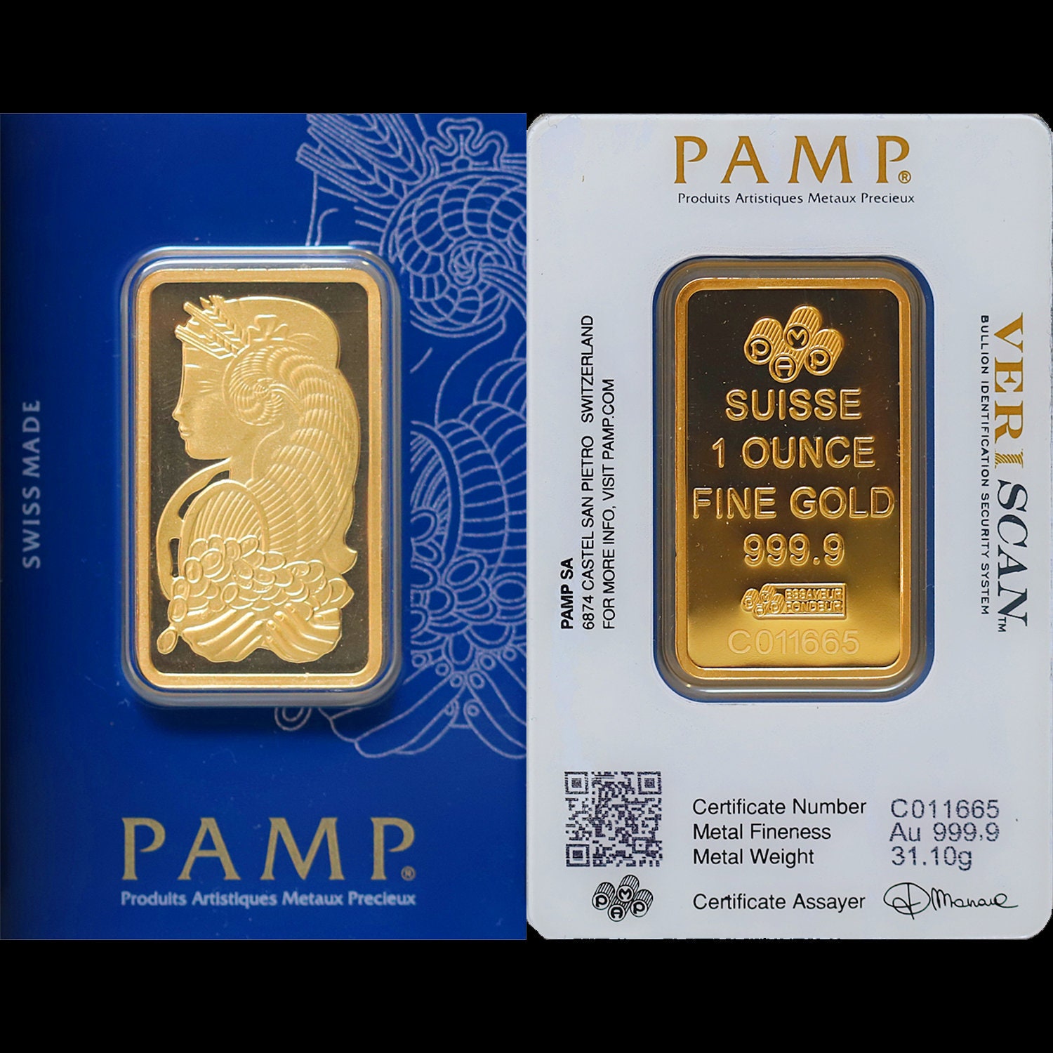 Not Real Gold 1 Oz Gold Bar PAMP Suisse Lady Fortuna Type 3 In 