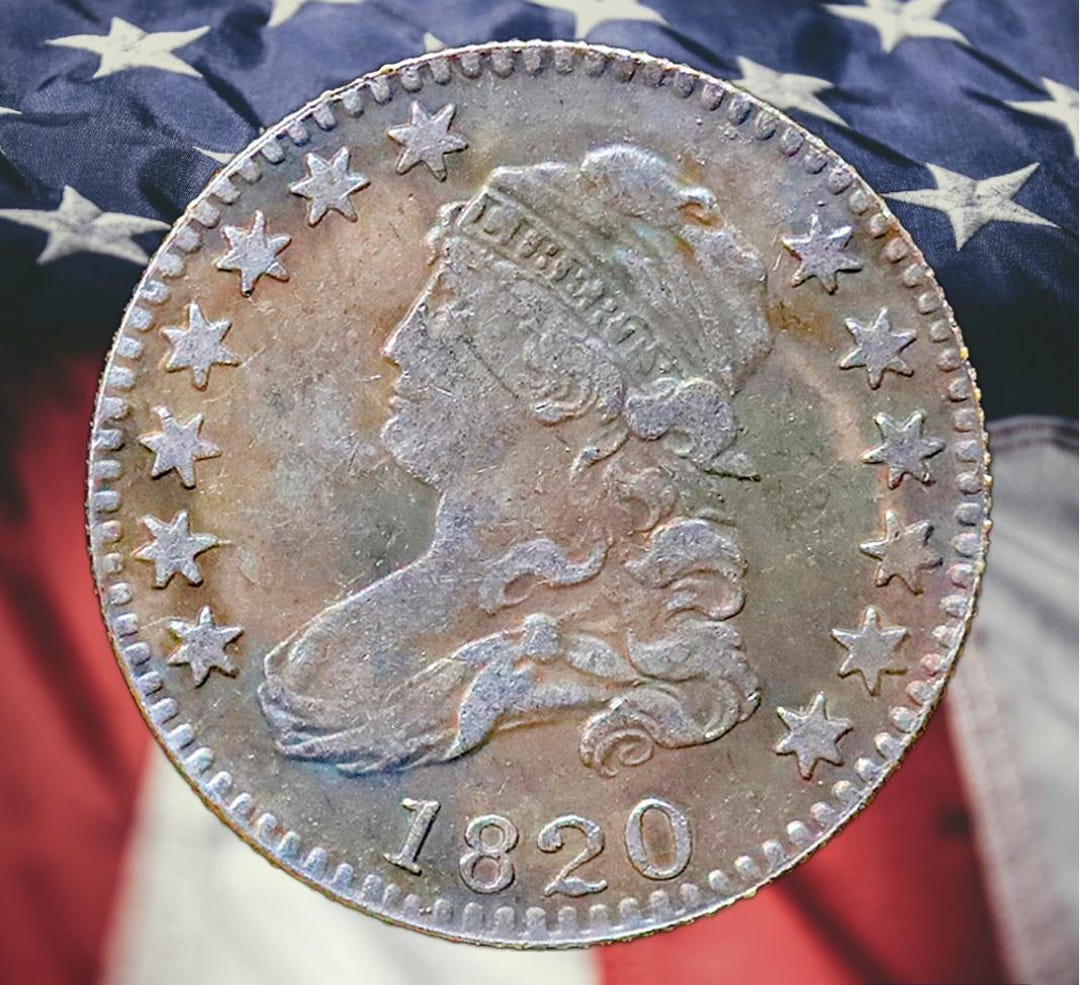 1820 Capped Bust Quarter Dollar Silver Plated Coin Circulated Etsy