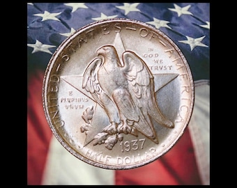 1937-S Texas Commemorative Half Dollar Coin Silver Plated Modern RESTRIKE Token - Unc