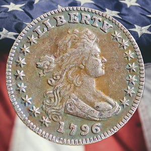 1796 Draped Bust Dime Early American Coin Silver Plated Modern RESTRIKE Token