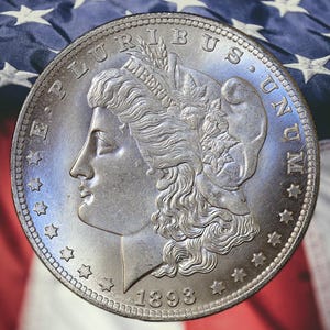 1893-S Morgan Dollar Silver Plated Coin Modern RESTRIKE Token - Uncirculated