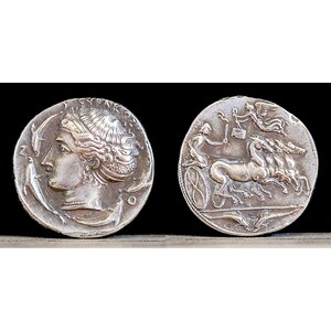 405-370 BC Ancient Greek Coin Sicily Syracuse Gallatin - Dekadrachm 23mm