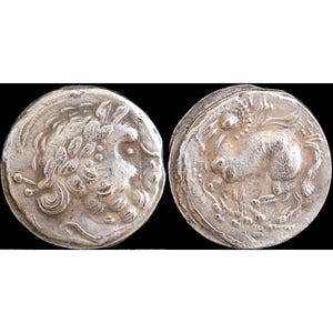 300-200 BC Small Ancient Greek Coin Head of Zeus Silver Plated Tetradrachm 16mm