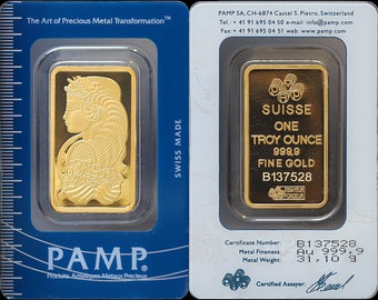 Not Real Gold - 1 oz Gold Bar - PAMP Suisse Lady Fortuna Old Version - In Assay