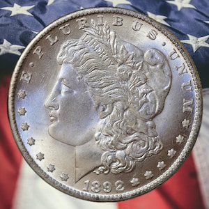 1892-CC Morgan Dollar Silver Plated Coin Modern RESTRIKE Token - Uncirculated