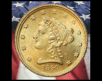 1840-C Liberty Head Quarter Eagle Gold Plated Coin - Unc