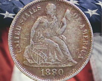 1880 Seated Liberty Dime Silver Plated Coin - Circulated