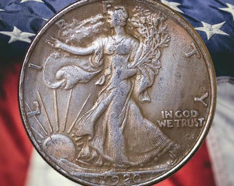 1920-D Walking Liberty Half Dollar Silver Plated Coin - Circulated