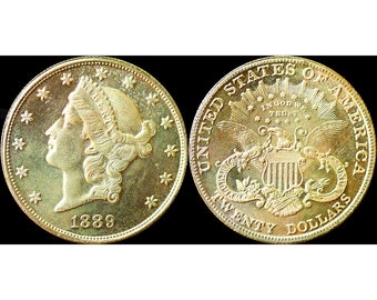 1889 Twenty Dollar Liberty Gold Double Eagle Gold Plated Coin - Uncirculated
