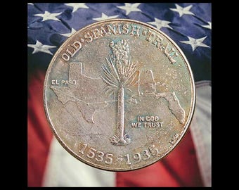 1935 Old Spanish Trail Commemorative Half Dollar Silver Plated Coin Modern RESTRIKE Token - Cir
